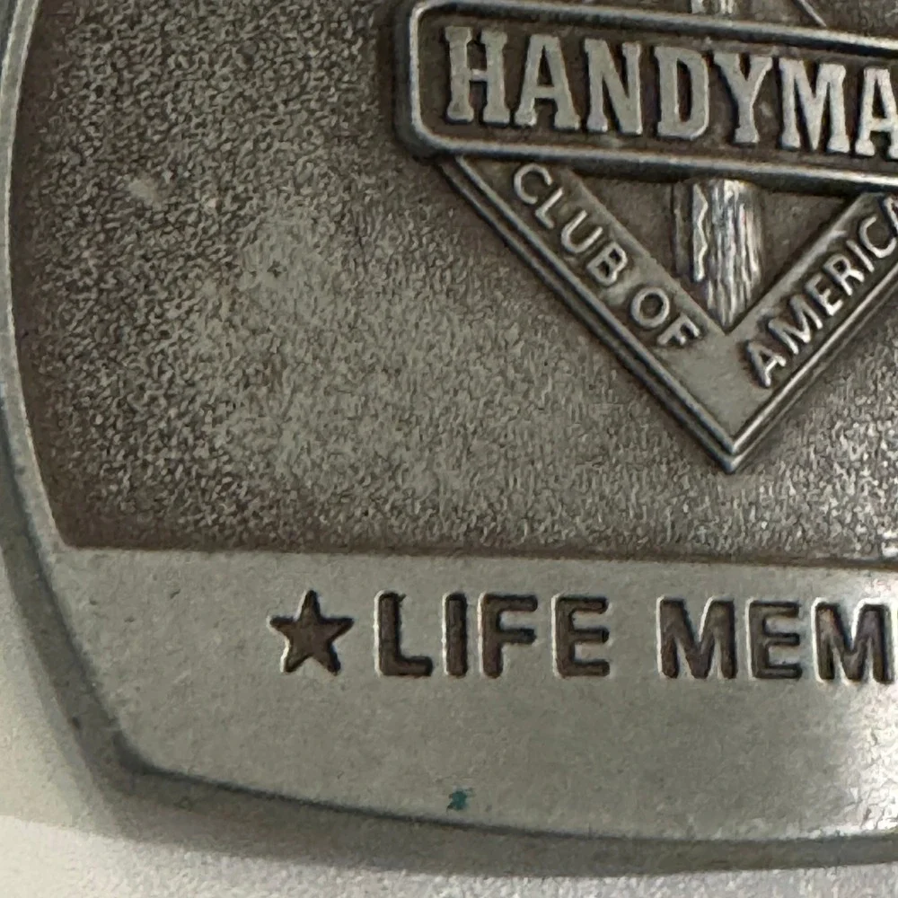 Handyman Club of America Life Member Belt Buckle Vintage 1996 Pewter Finish‎